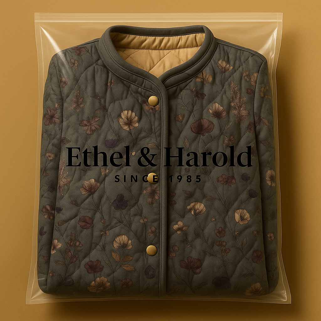 Elle | Women's Vintage Floral Print Casual Quilted Jacket