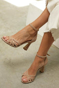 Elviera™ | Round Toe Patchwork Sandals with Slim Heel