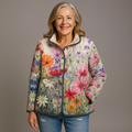 Elle | Charming Floral Print Quilted Jacket for Women - Vintage Casual Style