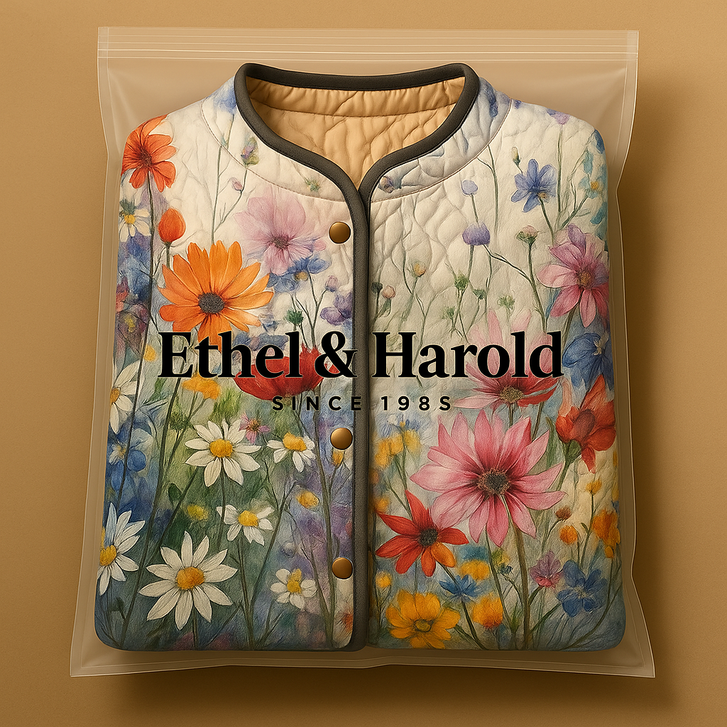 Elle | Charming Floral Print Quilted Jacket for Women - Vintage Casual Style