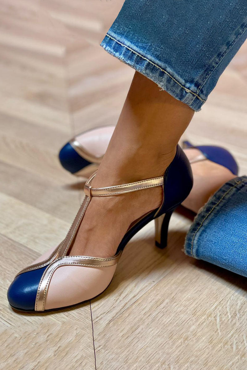 Alessia™ | Colorful and Comfortable T-strap Pumps with Round Toe