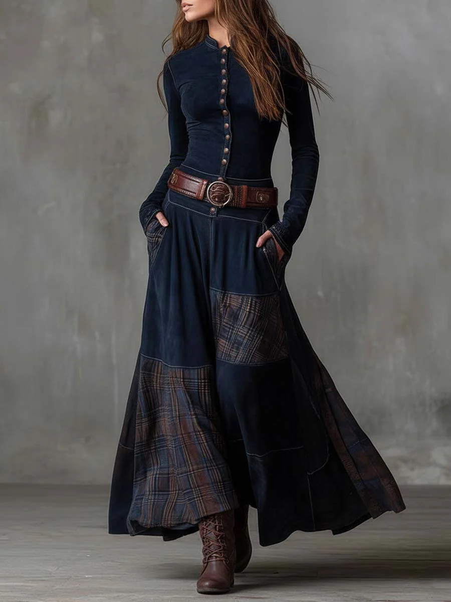 Isabelle | Suede maxi dress with belt