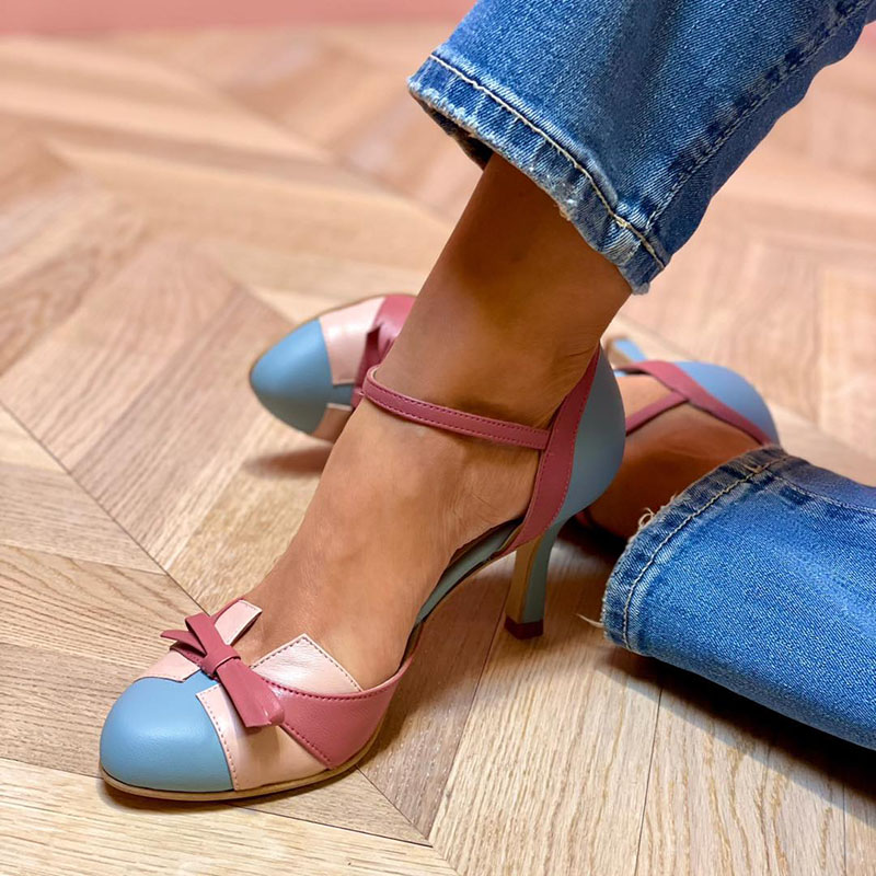 Bellarosa | Colorful sandals with bow and strap, round toe