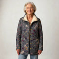 Elle | Women's Vintage Floral Print Casual Quilted Jacket