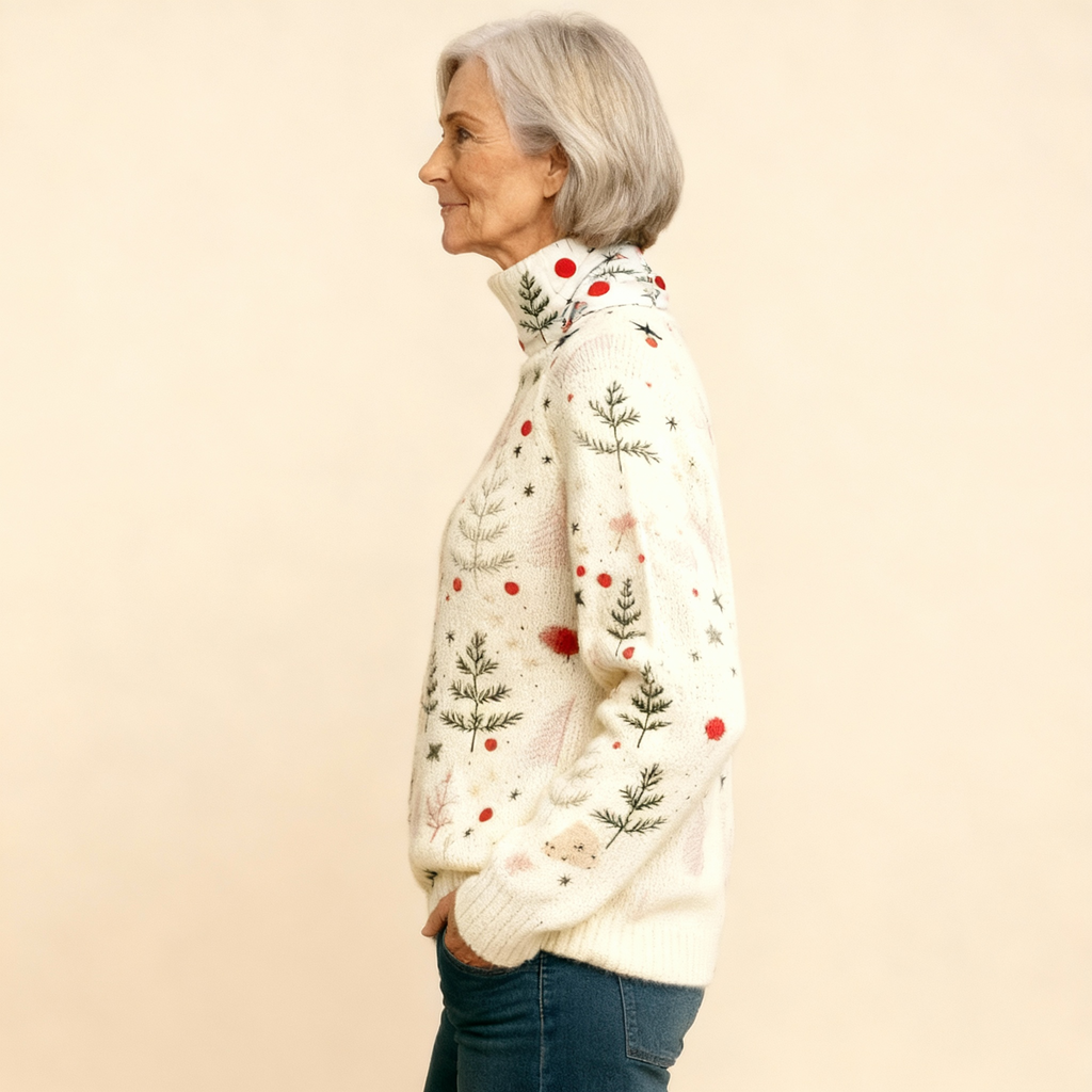 Ivory Christmas Knit Turtleneck Sweater