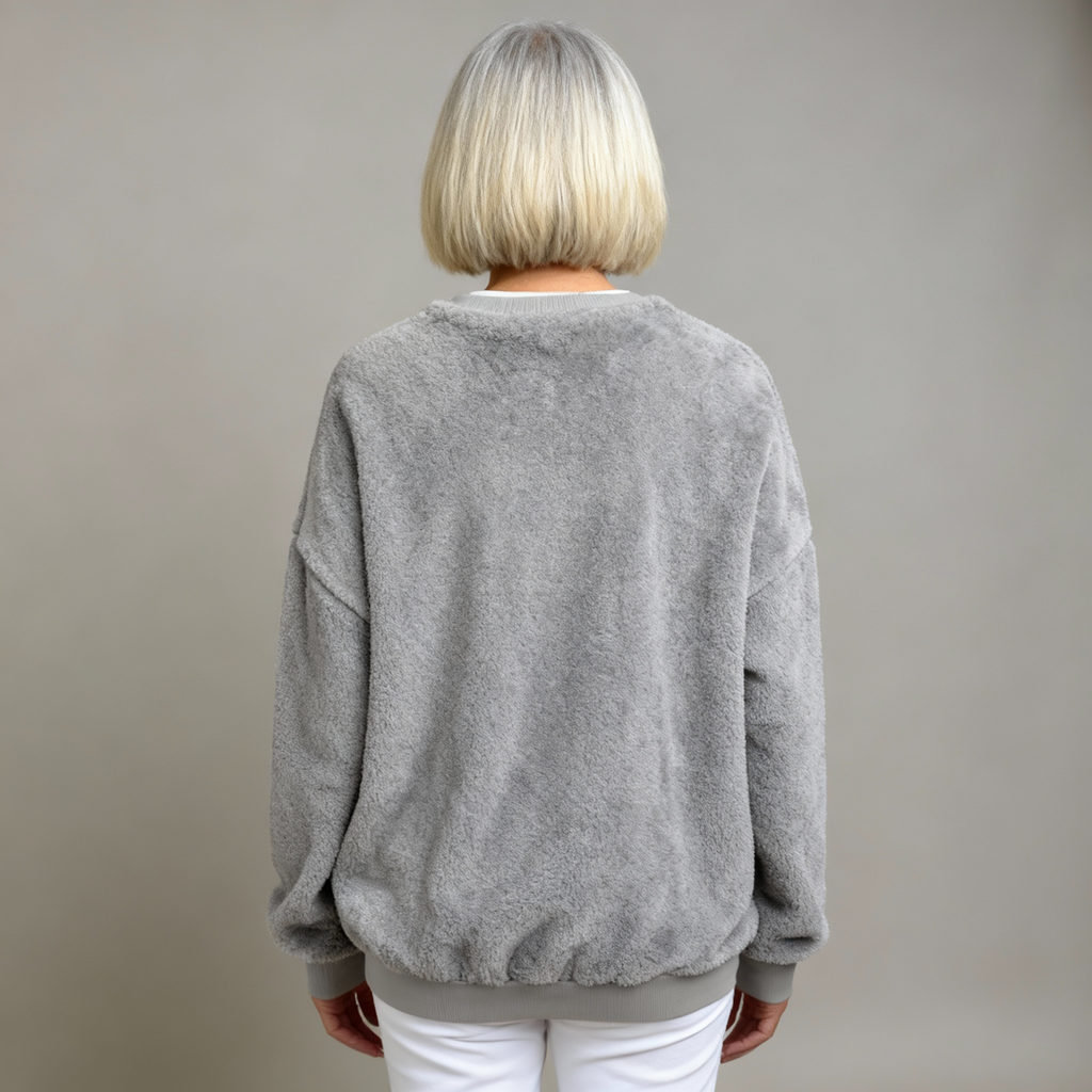 Casual Hooded Flannel Sweatshirt with Christmas Cat Print for Women