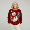 Flannel Hoodie Snowman and Birds Art for Women