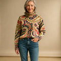 Vintage Floral Knit Turtleneck Sweater