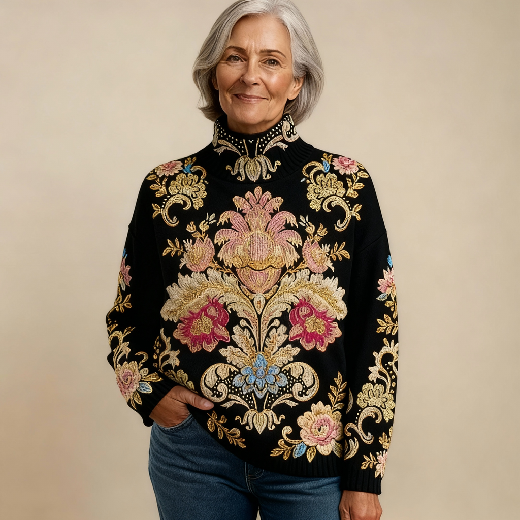 Ava | Vintage Floral Knit Sweater