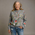 Classic Vintage Floral Knit Sweater