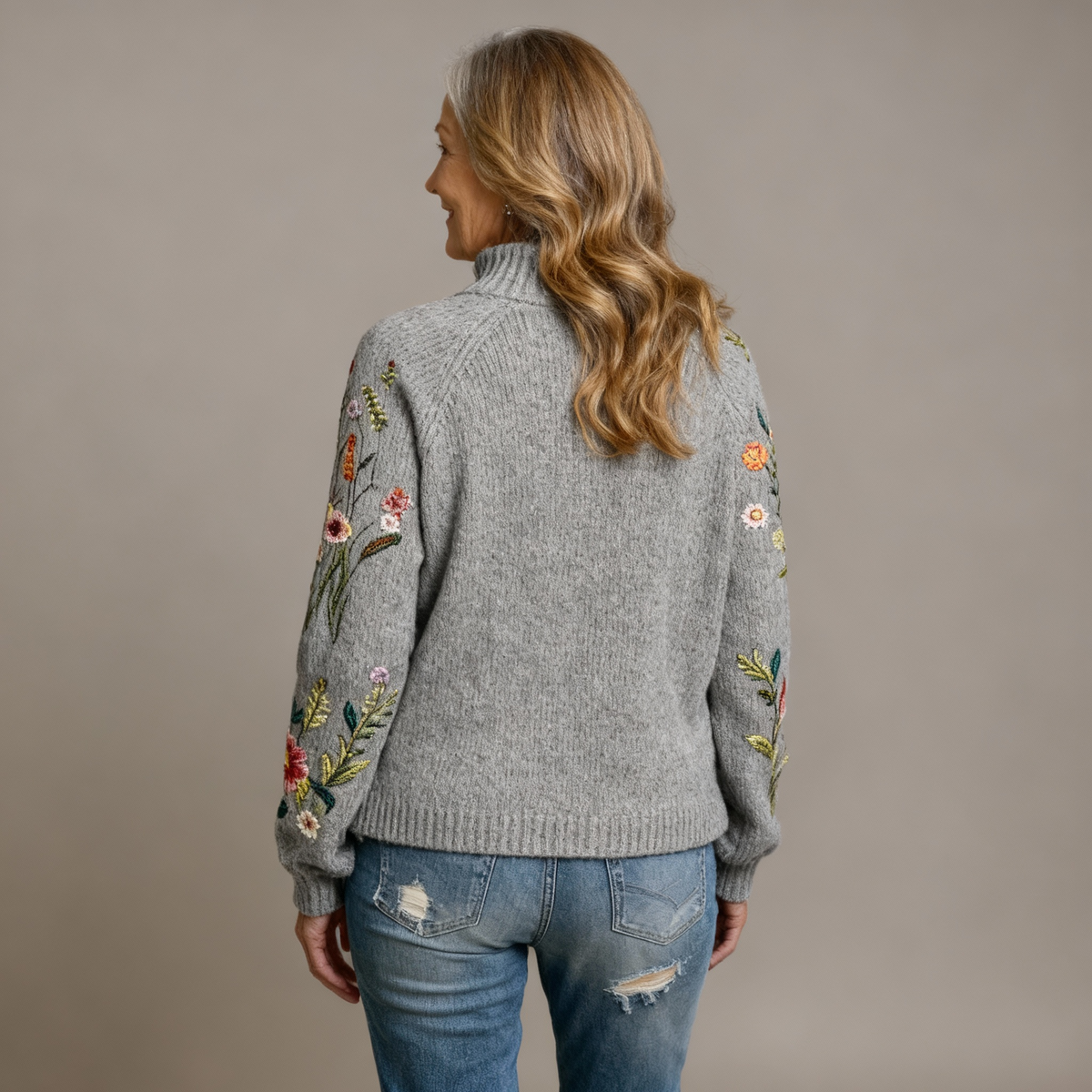 Classic Vintage Floral Knit Sweater