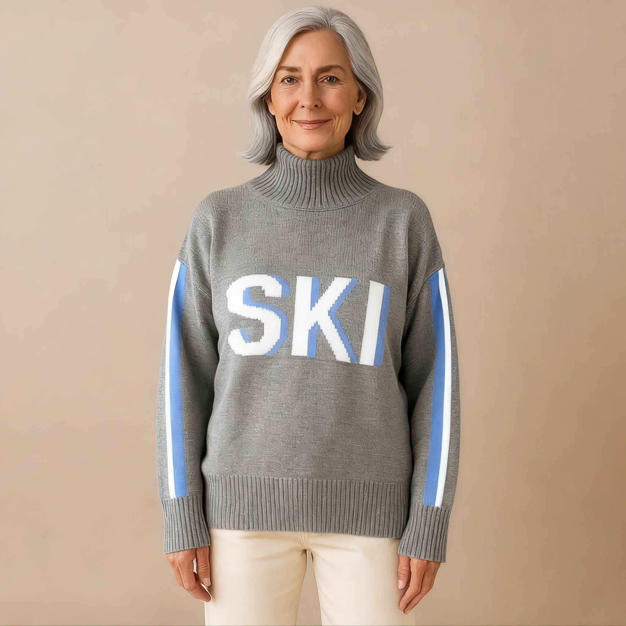 Retro Cashmere Turtleneck Ski Sweater