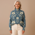 Timeless Floral Knit Turtleneck Sweater
