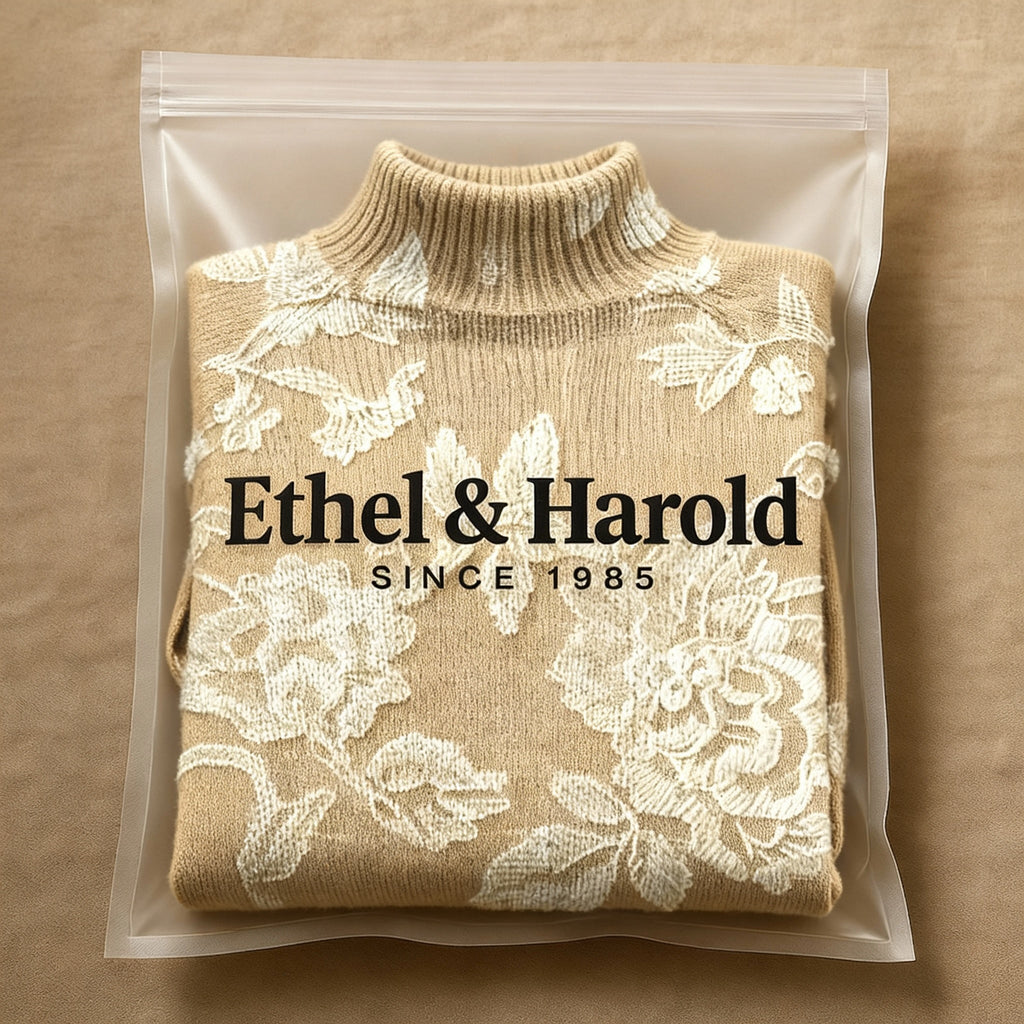 Timeless Vintage Floral Knit Turtleneck Sweater