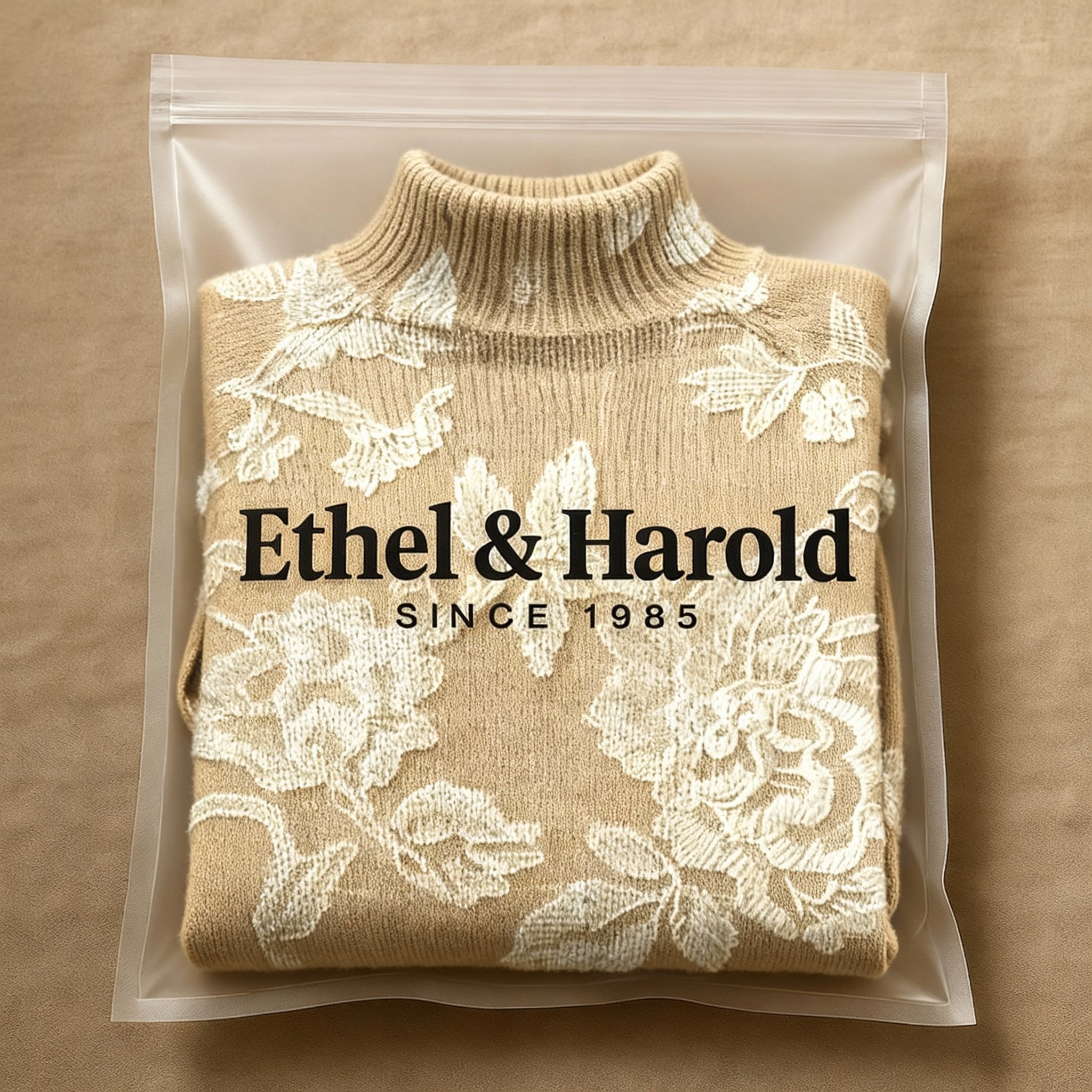 Timeless Vintage Floral Knit Turtleneck Sweater