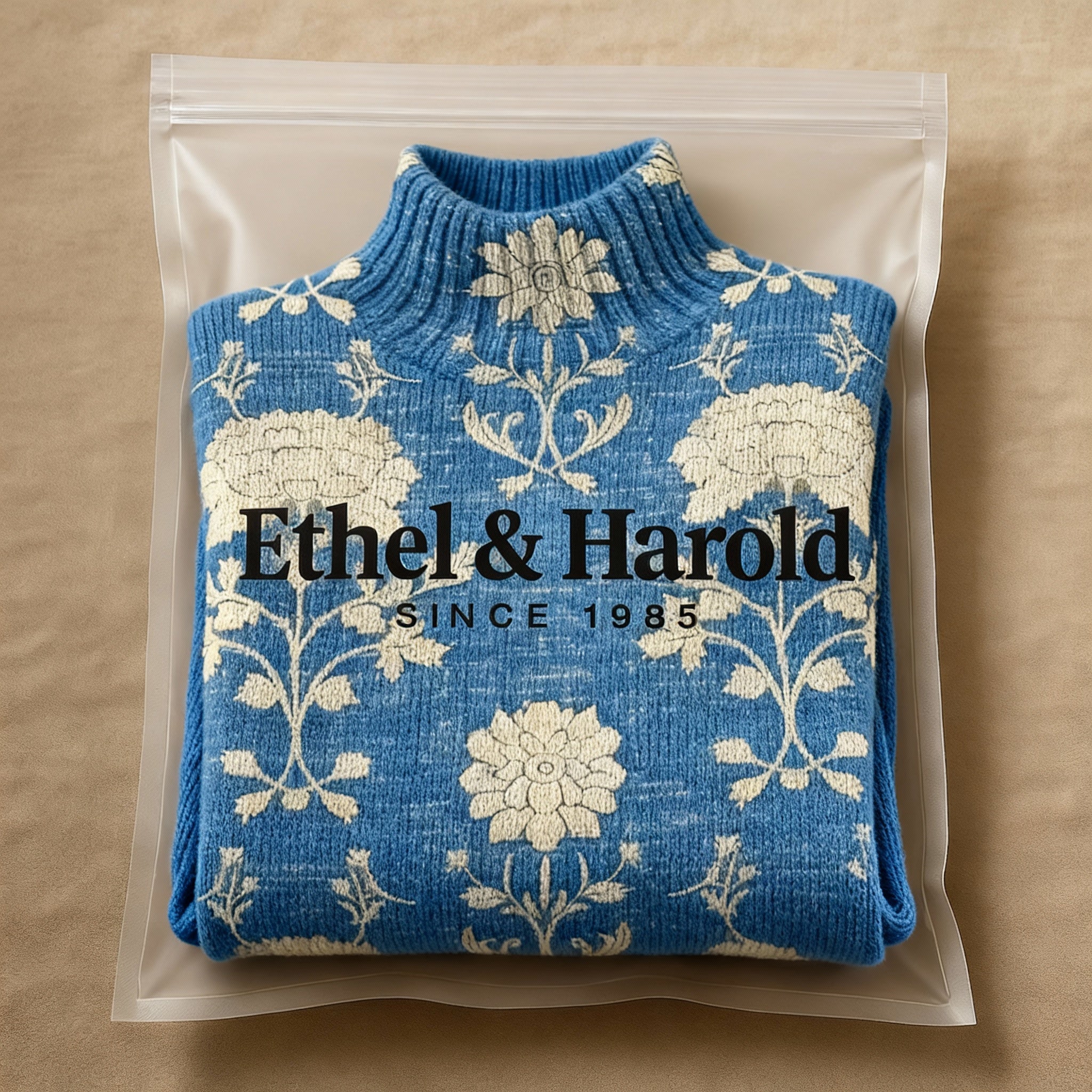 Timeless Floral Knit Turtleneck Sweater